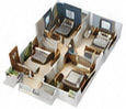 2 BHK East Facing floor plan