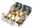 2 BHK North Facing floor plan