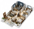 2 BHK East Facing floor plan